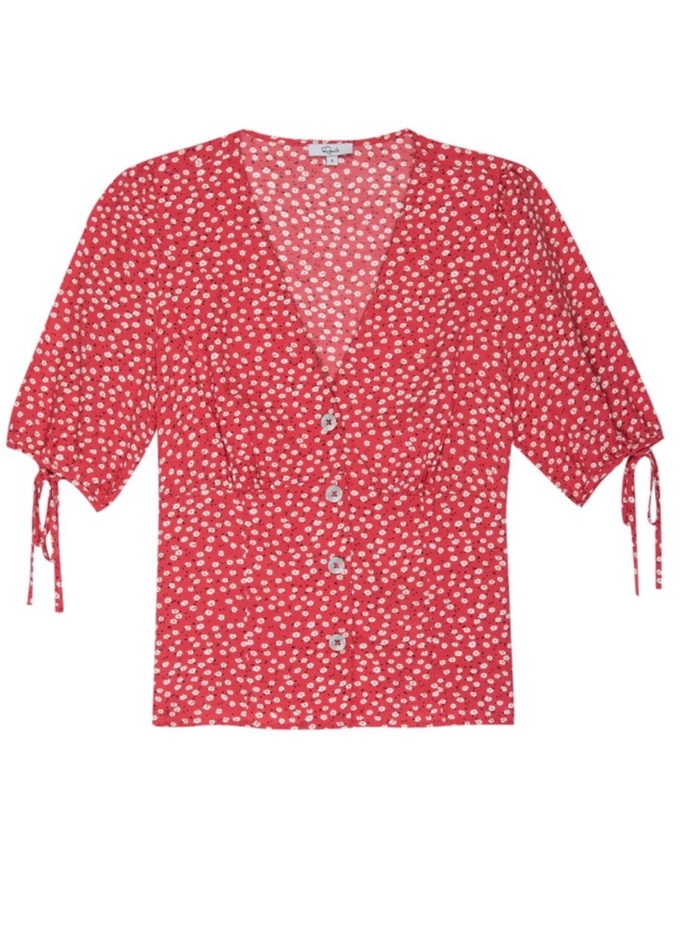 Rails Amelia Carmine Daises short-sleeve red floral button-front blouse